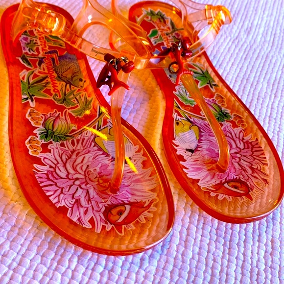 Salvatore Ferragamo Soft Jelly Coral Sandals - Picture 12 of 16